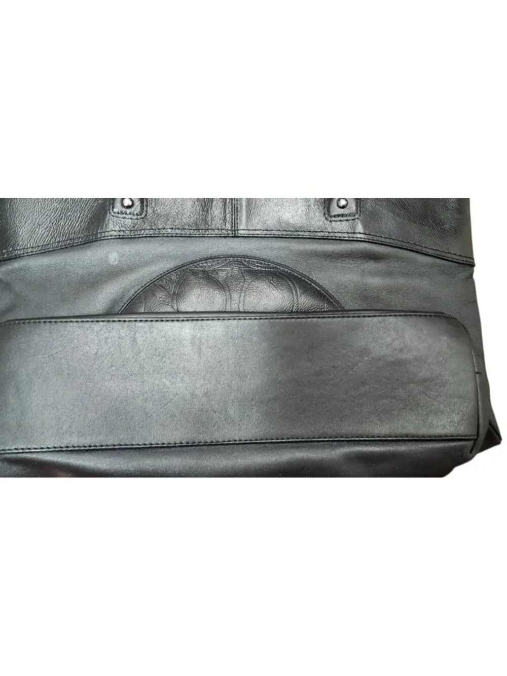 Coach Black Leather Tote Bag Large Signature Embossed Shoulder Bag Zip Top Class - Picture 7 of 13